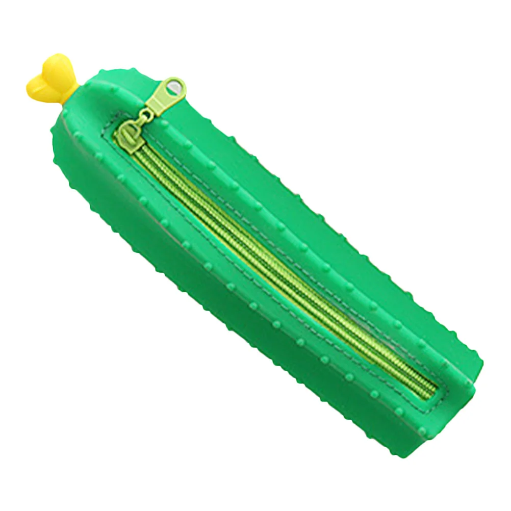 

Portable Cartoon Silicone Pencil Bag Cactus Shaped Large Capacity Multi-Function Stationery Storage Zipper Pouch for Students
