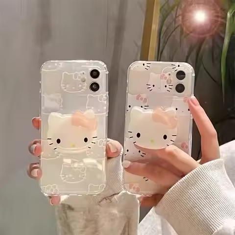 Sanrio Hello Kitty Line KT Holder Cases For Samsung Galaxy S25 S24 Ultra S23 S22 S21 Plus FE A54 A34 A55 A35 A15 A25 A14 A56 A36