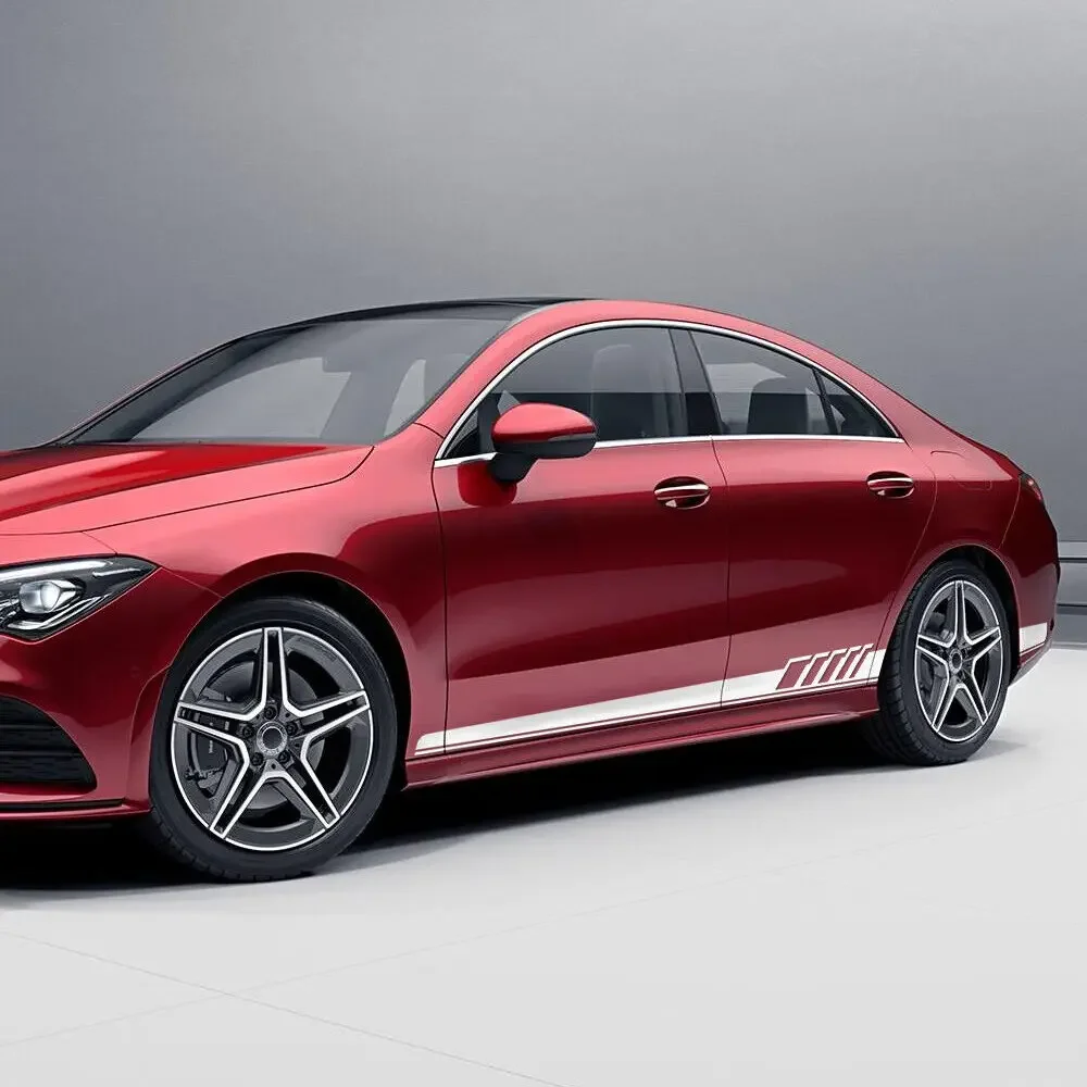 2pcs Car Rocker Panel Stripes For Mercedes-Benz CLA Class C117 C118 CLA35 CLA45 Edition 1 Door Side Skirt Stripe Sticker
