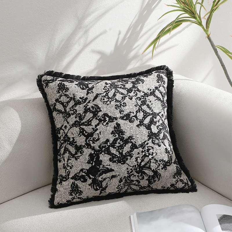 

Brush Fringe Cushions Covers Jacquard Pillow Covers Backrest Large Cushion Covers 45x45cm Decorative Cushions Covers For Couch