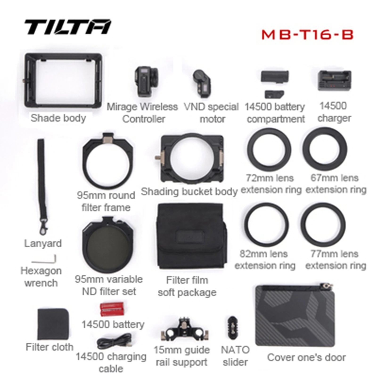 TILTA MB-T16-A 4x5,65" Mirage Matte Box Mirage Gemotoriseerde VND Kit A Filterframe Mirage Matte Box voor DSLR/Spiegelloze camera