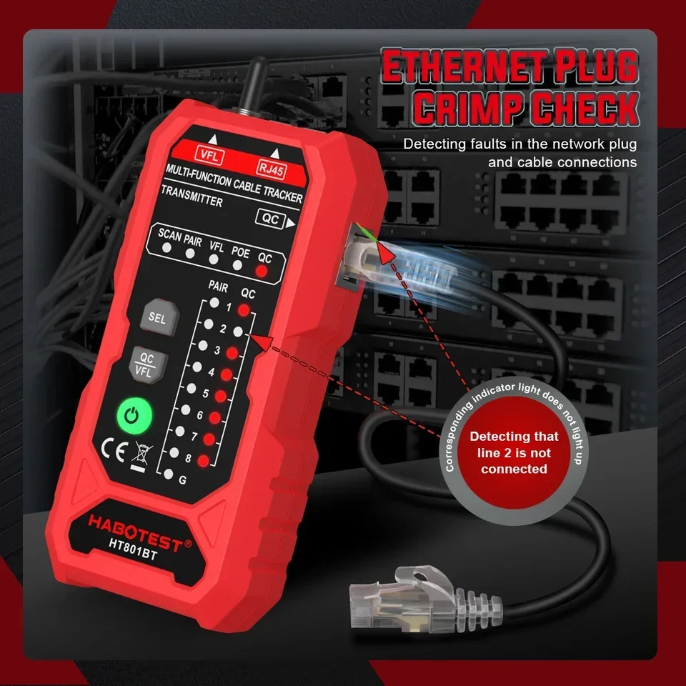 

2026 HT801A/B Multifunction Network Tester 5V RJ45 RJ11 LAN Cable Finder with 1 Year Warranty