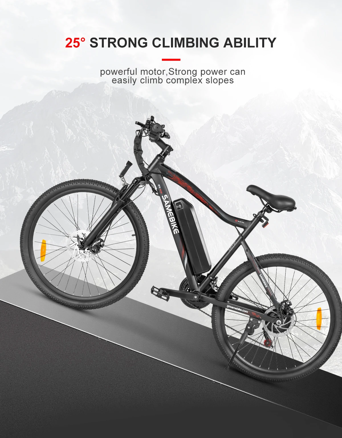 Samebike SY26-II Elektrofahrrad Mit 36V 13Ah Abnehmbarem Akku, 26 Zoll E-bike Mountainbike für Erwachsene, 7-Gang, 25 km/h und Reichweite bis 40-80km – Detail 8