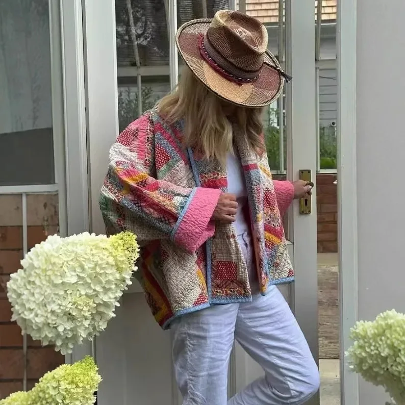 

Стеганое хлопковое пальто с новым узором и принтом, длинное хлопковое пальто Sve ex Cotton Jaet, осенний дизайн цвета Faion Blo Design