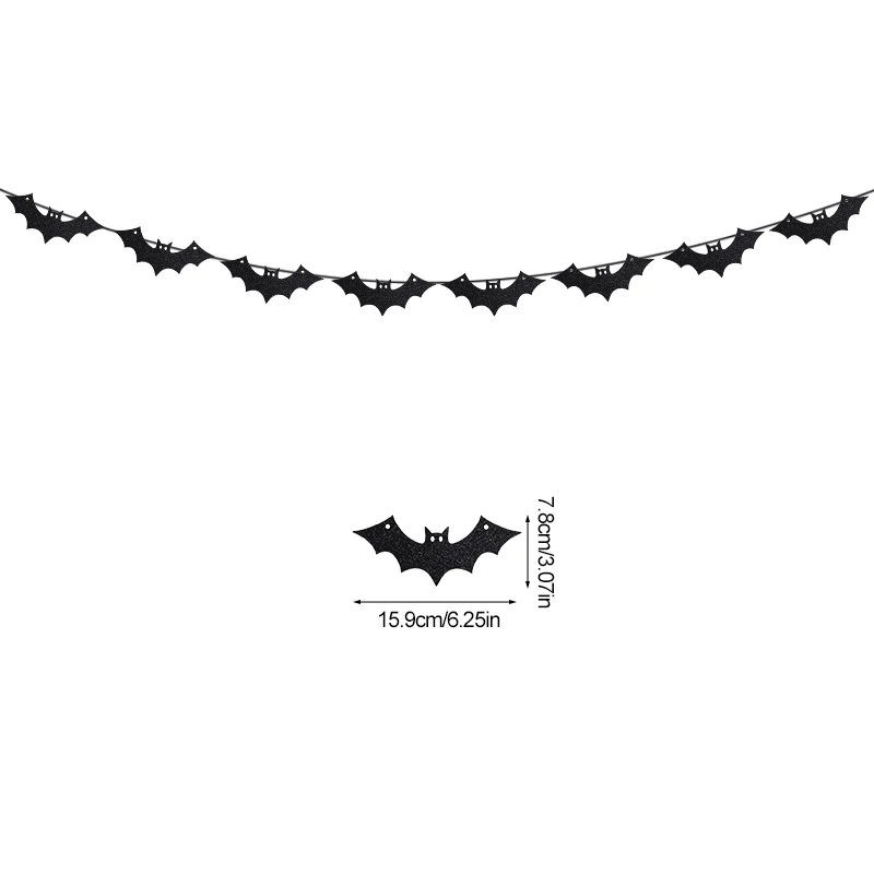 Halloween hängende Girlande Fledermaus Geister Spinne Muster Papier Banner glücklich Halloween Dekorationen nach Hause liefert – Detail 6