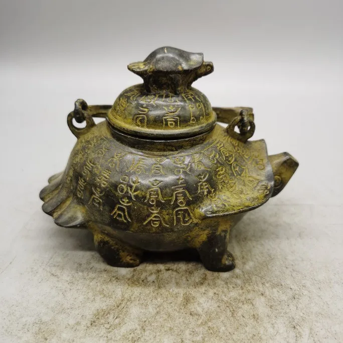 Very rare Ming Dyansty bronze Teapot,Turtle father and son,Free  shipping,