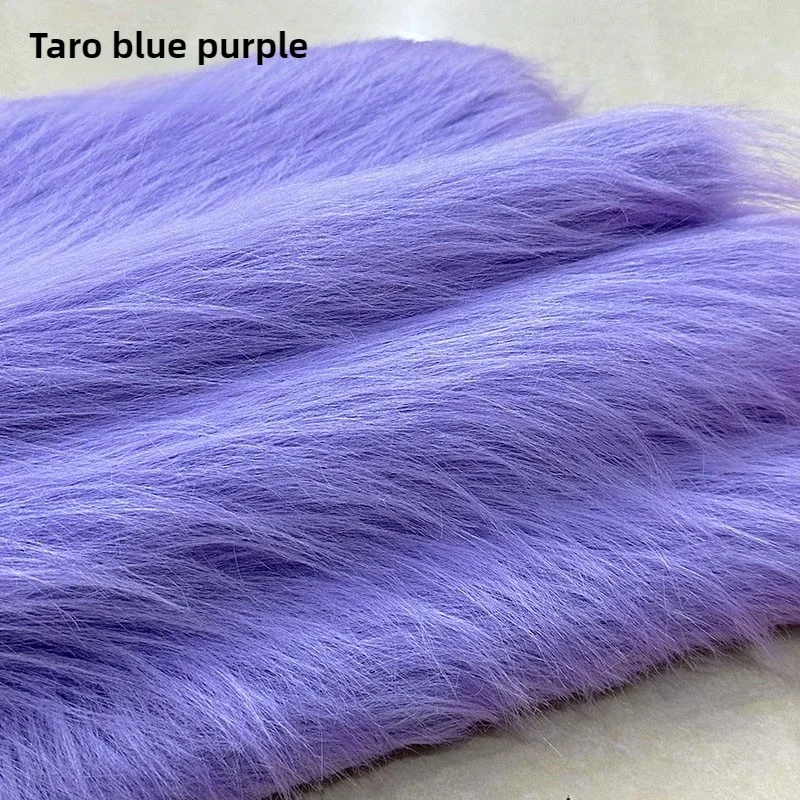 

12cm Long Hair Plush Fabric 6cm Soft Smooth By The Meter for Carpet Toys Dolls Backgroud Diy Sewing Cloth Hanging Black Purple