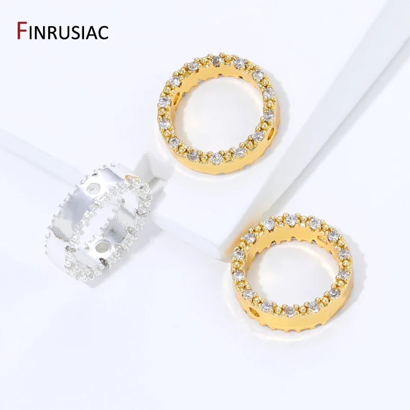 18K vergoldeter Messing-Perlenkäfig für Schmuckherstellung, Zirkon-Rundrahmen-Abstandsperlen für DIY-Armband-Zubehör – Detail 26