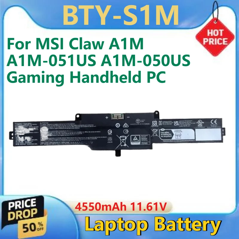 

For MSI Claw A1M A1M-051US A1M-050US Gaming Handheld PC Tablet Batteria BTY-S1M New High Quality Battery 4550mAh 11.61V