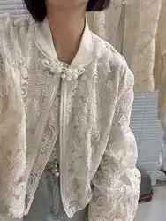 Lace Hollow Embroidered Baseball Coat Long Sleeved Women's 2026 Summer Top Summer Loose New Jacket Sun Protection Clothing