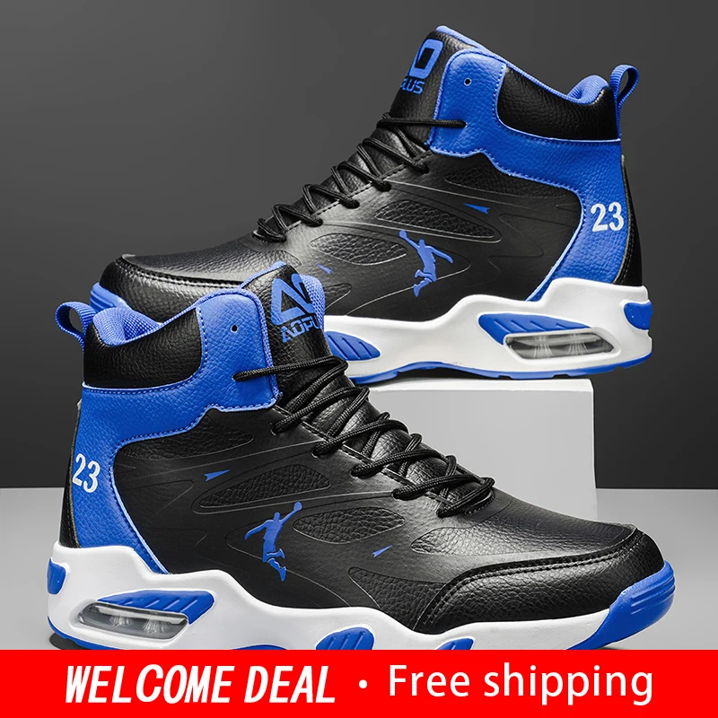 Fashion High-Top Basketball Shoes for Men Women Comfortable Leather Outdoor Training Athletic Sneakers Free Shipping