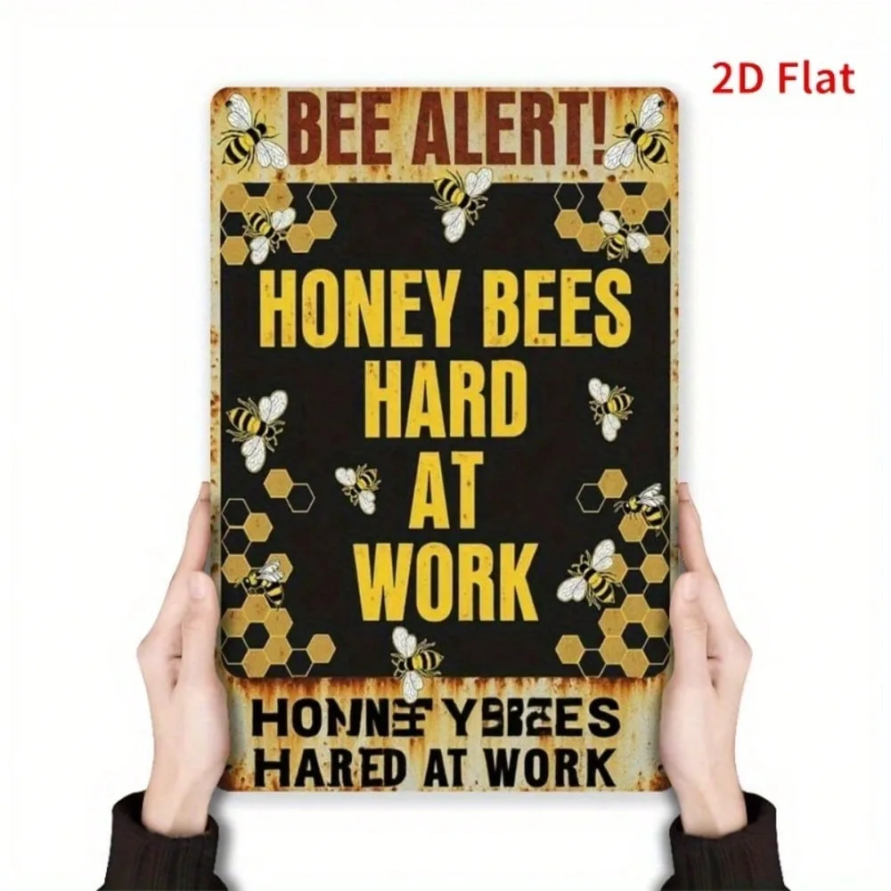 

Vintage Bee Metal Sign Wall Decor 7.8x11.8 Inches Rustic Indoor Outdoor Art