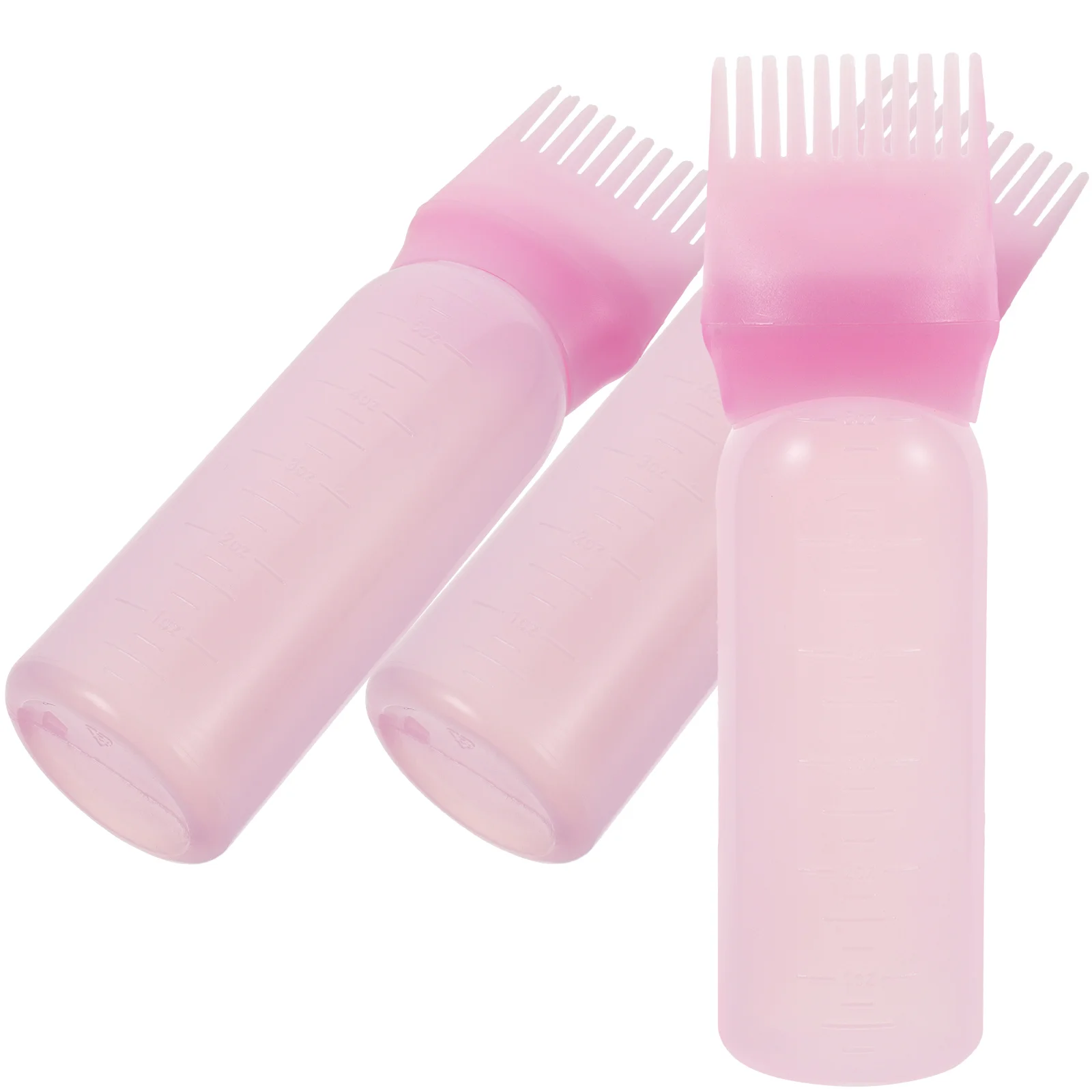 3 Pcs Applicator Bottle for Dispensing Medicine Water Comb Hair Oiling Oiler Pink Plastic