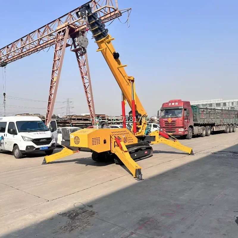 Glass Lifting Spider Crane Machine Electrical Construction Mobile Portable 3 5t Mini Crawler Spider Crane with Telescopic Boom