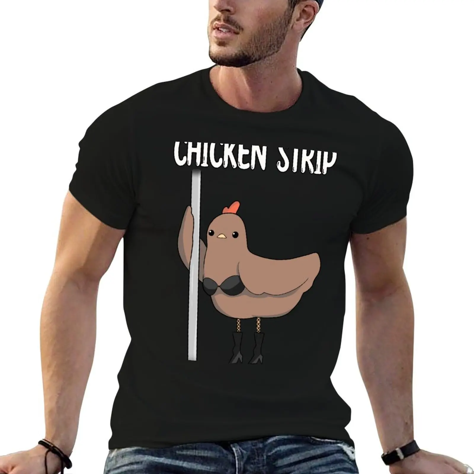 Funny Chicken Strip Cute Hen Birb Pun T-Shirt cotton tshirt 100% man t shirt cotton high quality T-Shirt
