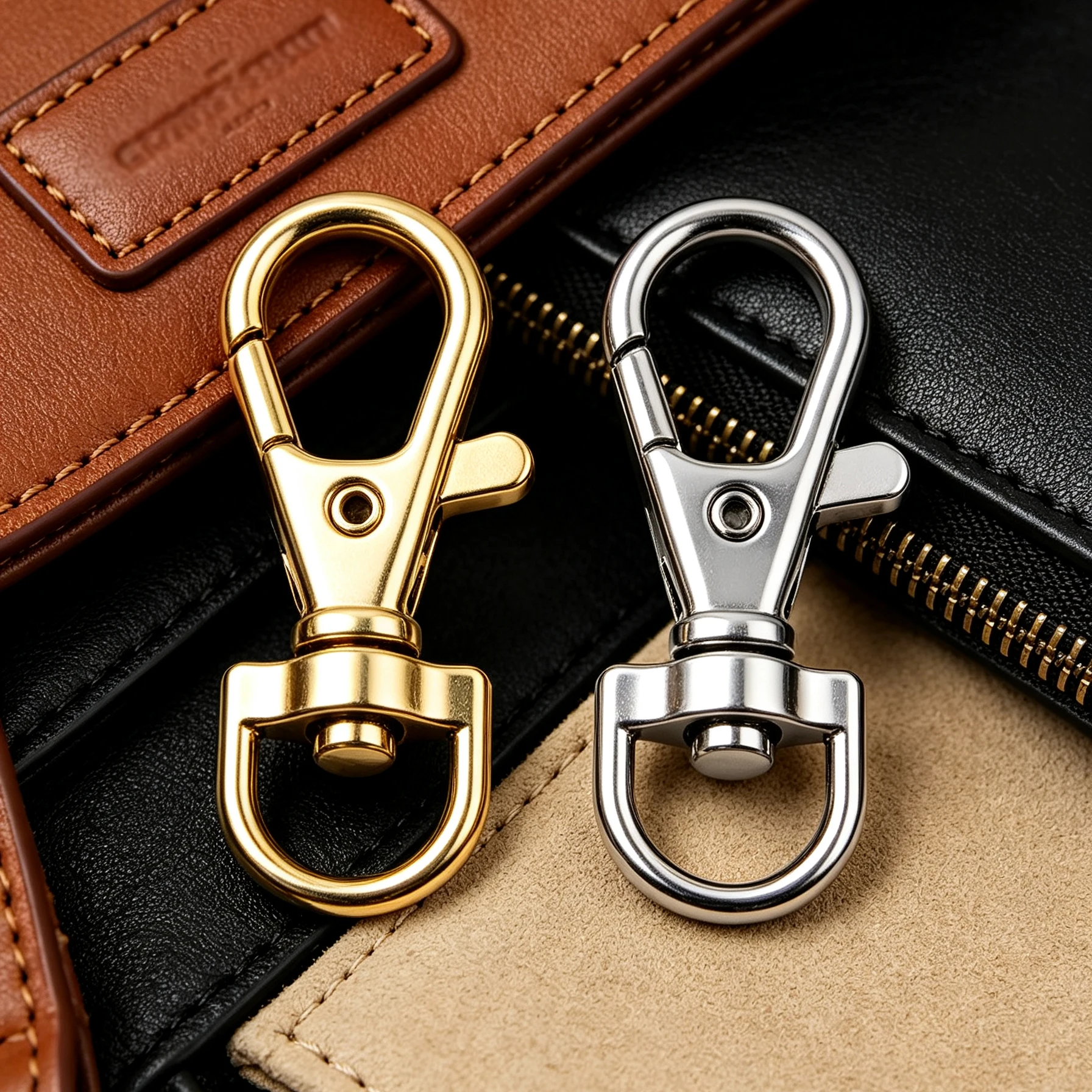 5/10 Stück Metall-Karabinerhaken Drehbarer D-Ring Auslöseclip Hummerverschluss Schnallen Karabiner für Taschenriemen Schlüsselanhänger Zubehör – Detail 1
