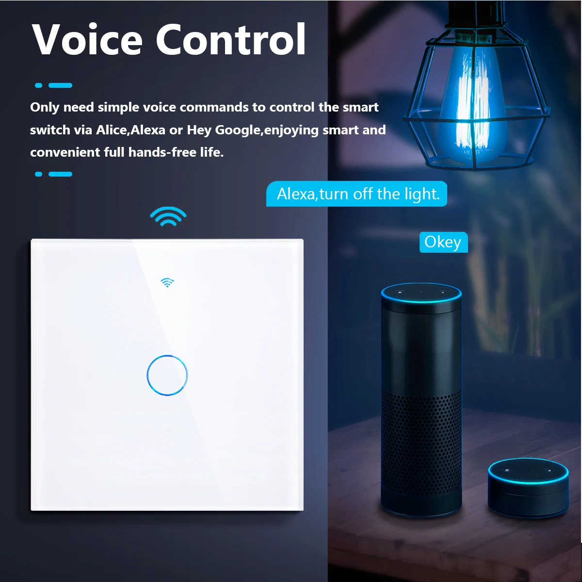 Smart Home Switch 1/2/3/4 Gang White Wall Sensor Wifi Touch Light Switch Tuya Control Smart Life Google Alexa with Alice view 2