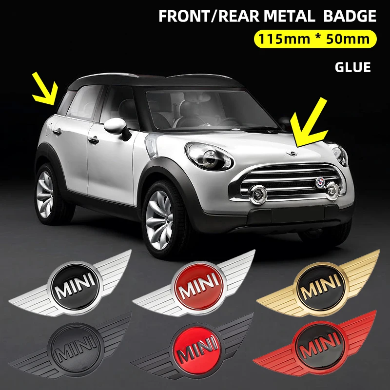 Metal Car Front Hood Rear Trunk Emblem Badge Sticker for BMW Mini Cooper S F55 F56 F57 R55 R56 R60 Replacement Logo Accessories