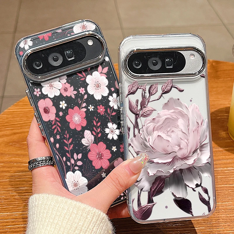 Colorful Flower Pattern Phone Case For Google Pixel 10 9 8 7 Pro 10 9 Pro XL 8A 7A 9A Shockproof Soft TPU Transparent Back Cover