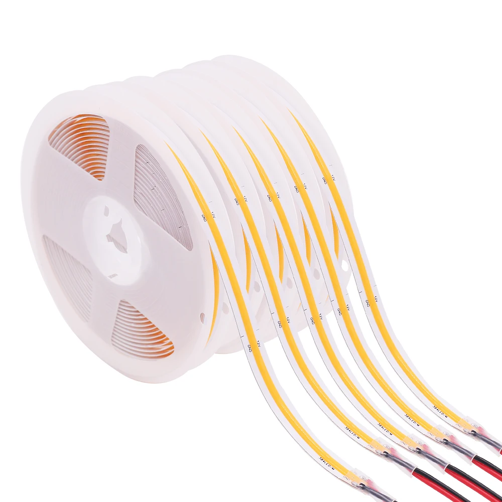 COB LED Strip 320 384 480 528 LEDs High Density Flexible FCOB LED Lights DC12V 24V RA90 3000K 4000K 6000K Dimmable LED Tape 5m