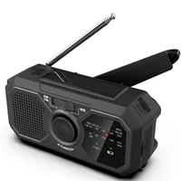 Portable AM/FM/WB Band Radio Lighting Flashlight Solar Power Hand Crank Generation Emergency Power Bank MP3 Player Speaker SOS