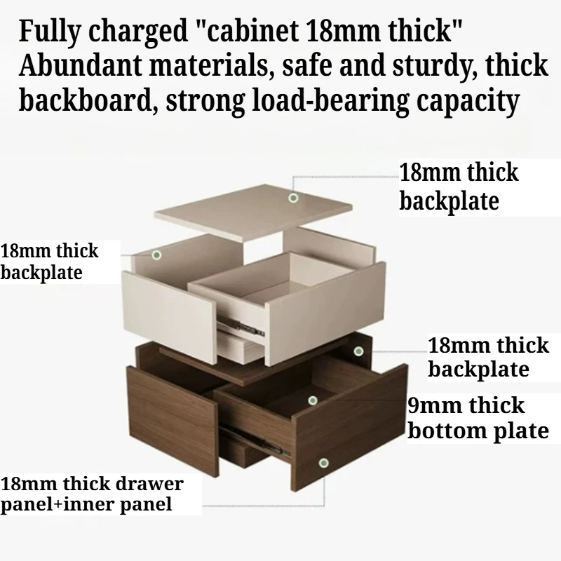 Wooden Safe Box Nightstand Light Italian Minimalist Charging Bedside Table Luxury Storage Locker Mesa De Noche Cabinet Furniture