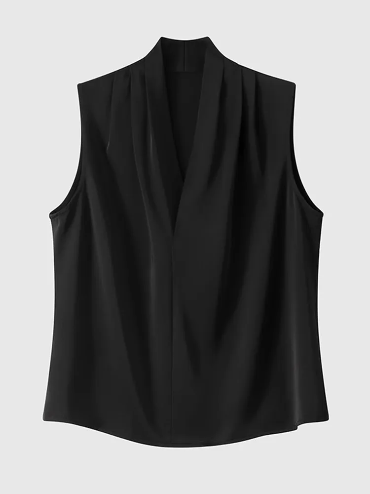 Ele V-Ne Svel Chiffon irt Dimagrante High-End Faion Summer Top Coreano Sle Taglio dritto Abbigliamento da pendolare