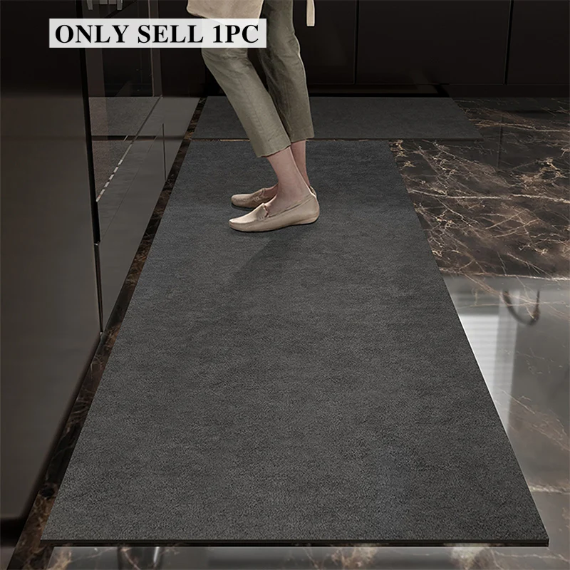 Kitchen Floor Mat PVC Leather Waterproof Rug Anti-slip Carpet Long Solid Color Carpets Oil-proof Foot Mats Home Decoration Rugs