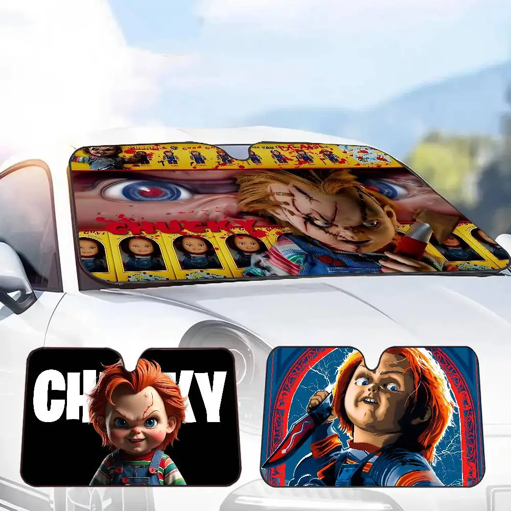 أفلام الرعب عروس تشاكي زجاج سيارة ظلة غطاء السيارات الشمس الظل قناع نافذة الأشعة فوق البنفسجية عاكس سيارات إبقاء سيارة باردة