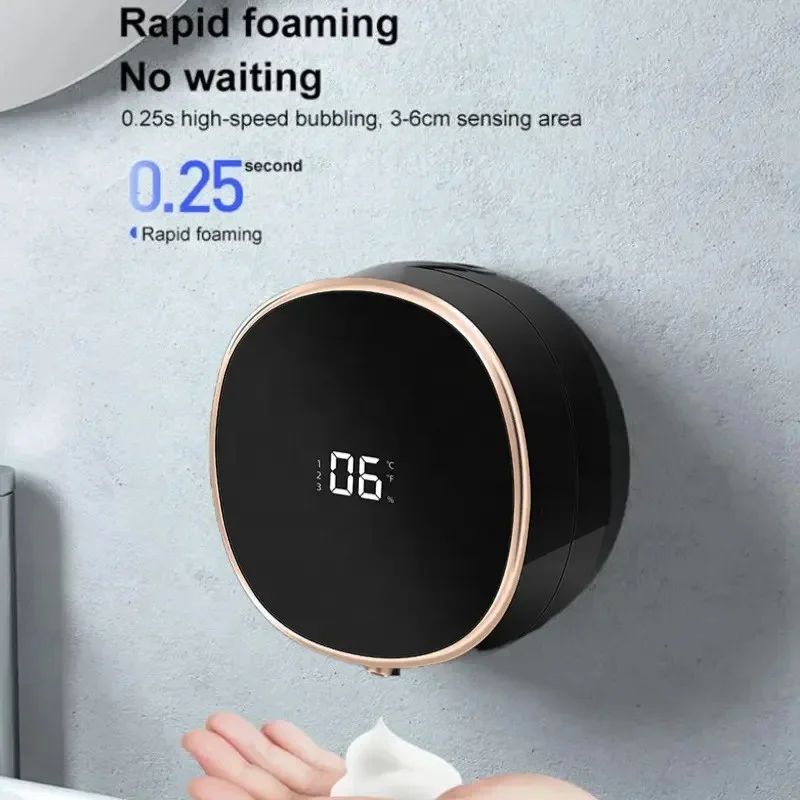 Wall Mount Automatic Foam Soap Dispensers LED Temperature Display Touchless Infrared Sensor Foamhand Sanitizer Soap Dispenser