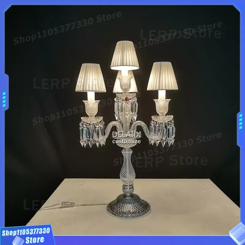 Modern Crystal Table Lamp for Living Room Home Decor Glossy Finish Bedside Light Elegant Design Interior Decoration Accent