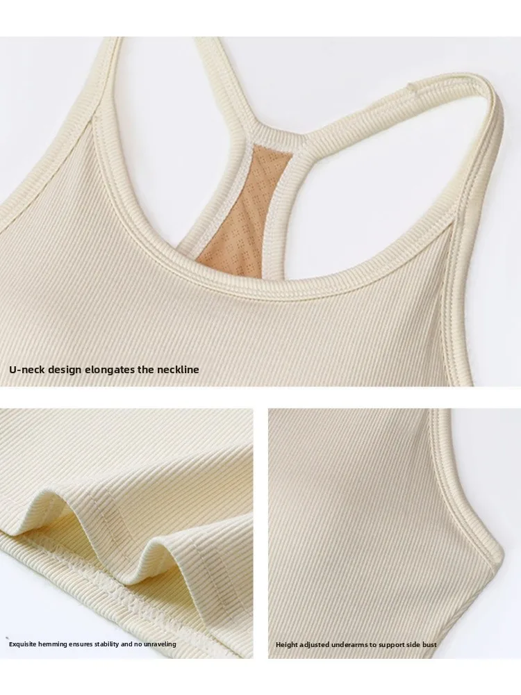 Black Sports Tank Top Women's Slim Fit Summer Inner Wear with Chest Pad Outerwear Prevents Light Walking Short Sleeve U-Neck