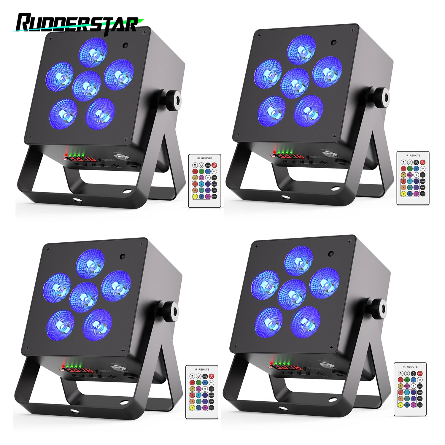 

4PCS RGBWA+UV 6in1 Par Lights Rechargeable Battery 9LEDs Stage Par Light for DJ Disco Party Bar Club Wedding Birthday Theater