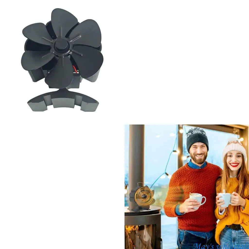 

Aluminum Stove Fan 6-Leaves Upgrade Heat Powered Fireplaces Fan for Fireplaces Burning Fan Fireplaces Fan Replace 448A