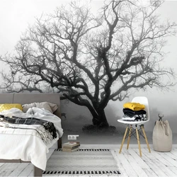 Custom 3D Photo Modern Simple Home Decor Big Tree Branches Black White Wallpaper Bedroom Living Room TV Sofa Backdrop Wall Mural