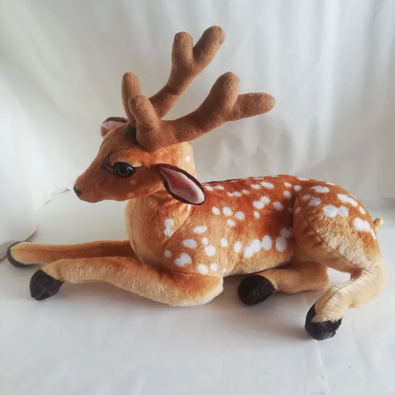 Large 80cm Plush Toy Prone Sika Deer Soft Doll Throw Pillow  Sofa Cushion Toy Birthday Xmas Gift h1647