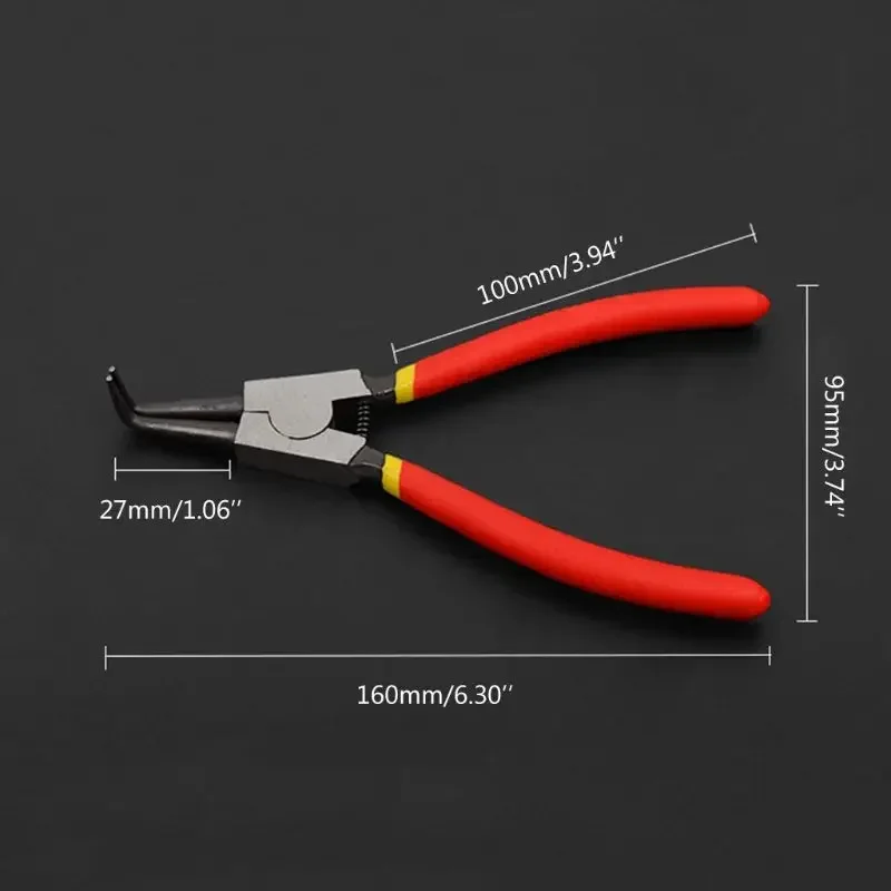 Alicates externos internos portátiles, Clips de retención, anillo a presión multifuncional, herramienta de mano, 7 ", 4 piezas por juego