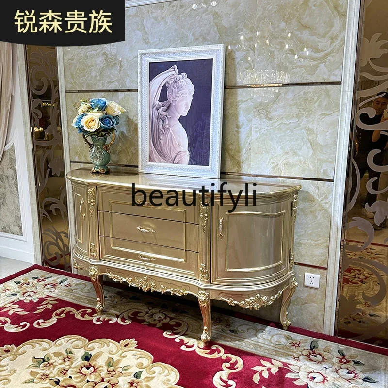 D06 French solid wood dining side cabinet luxury carved cabinet living room decorative table aisle table restaurant