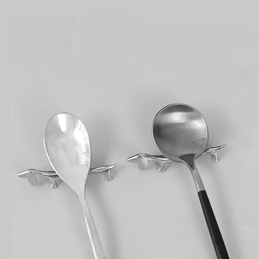 Silver Cutlery Bracket Holder Kitchen Accessories Zinc Alloy Cute Cutlery Storage Fawn /Little Dog Shape Tableware Rack Holder