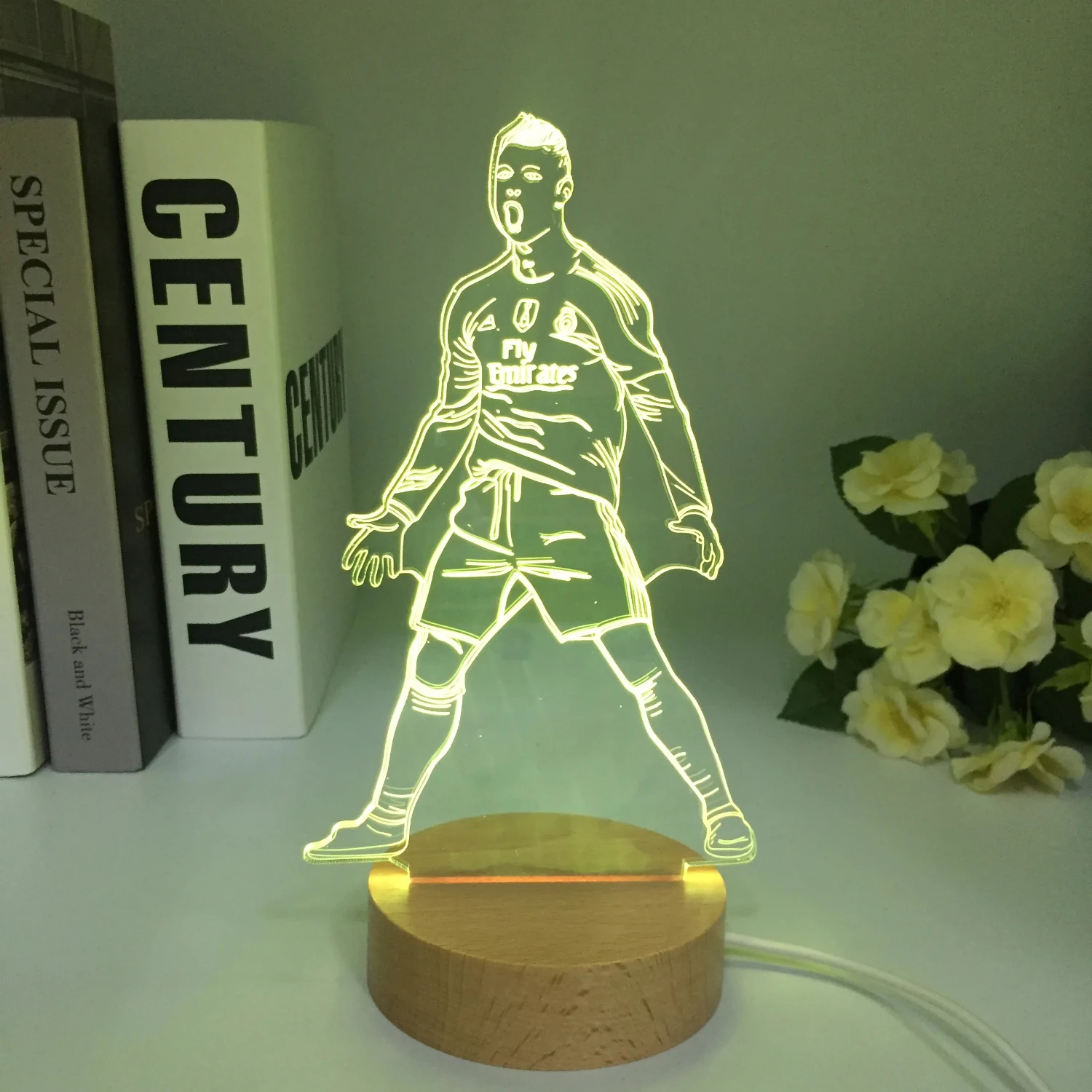 Perfect Holiday Gift for Skating Sports Enthusiasts - Stylish and Unique LED Football Players 3D Visual Night Light Desk Lamp - 