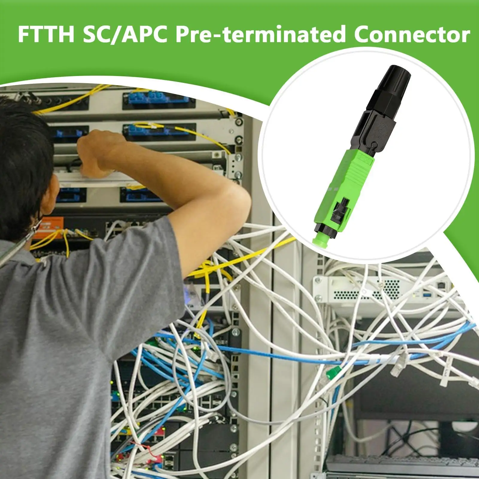 10 Pieces SC APC Fast Fiber Quick Connector FTTH SC/APC Pre-terminated Connector Cable Adapter Tools And Supplies