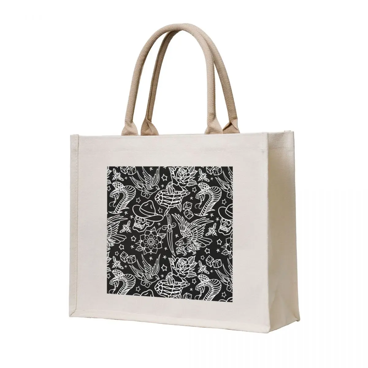

American Traditional Tattoo Flash Print Tote Bag personalized tote bag bag luxury women Shopper supermarket folding