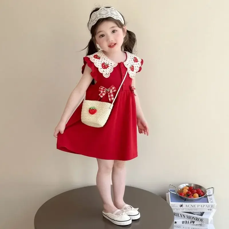 

Girls' Summer Elegant Doll Collar Embroidered Princess Dress Children's Style 2026 New Collar Skirt