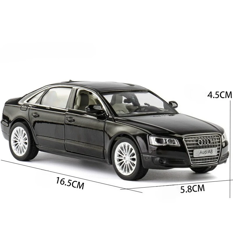 Diecast 1:32 audi a8 liga modelo de carro puxar para trás som e luz simulação modelo de carro brinquedo das crianças em miniatura voiture decoração de casa