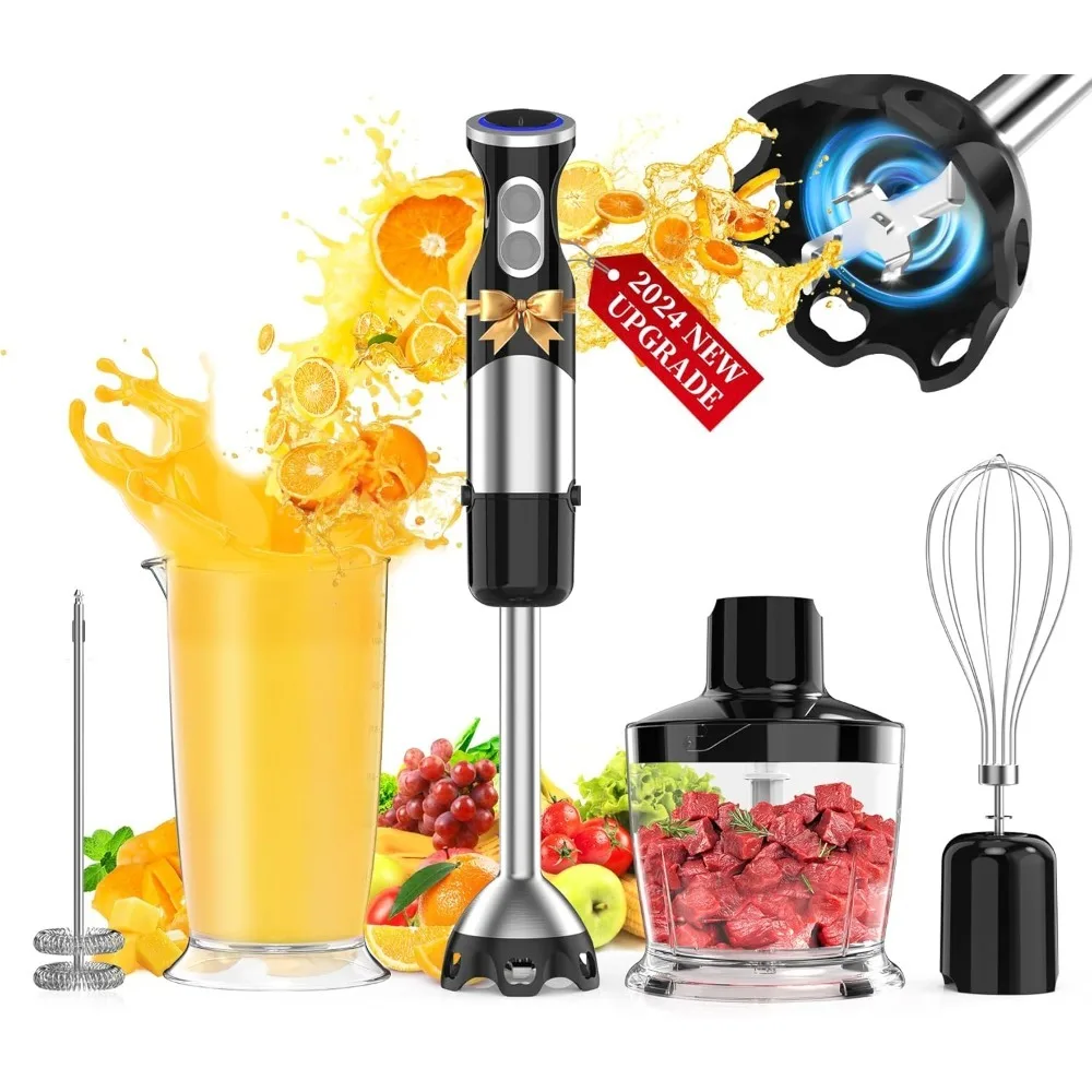 

Handheld Food Mixer, 1100W Non Scratch Mixer Stick, 12 Speed and Turbo Mode Chopper, Whisk and Milk Frother, Stand Mixer