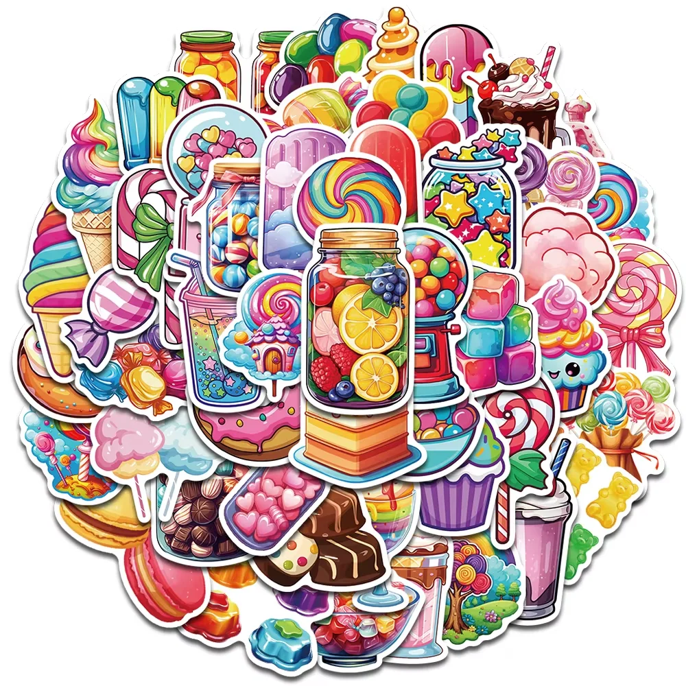 50PCS Regenbogen Süßigkeiten Kreative Aufkleber Malerei Ästhetischen Niedlichen Stil Retro Laptop Scrapbooking Gepäck Graffiti Wasserdichte Aufkleber