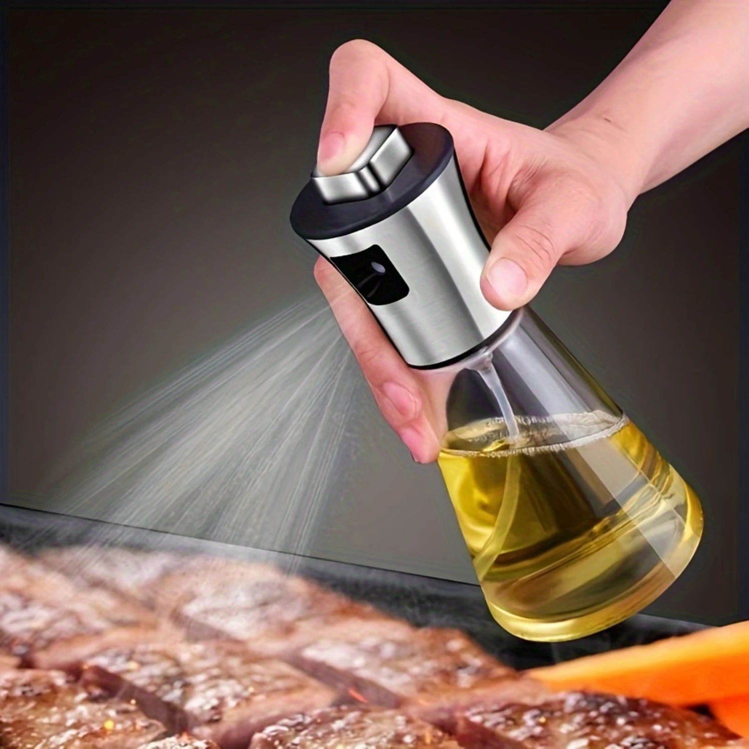 Steel Oil Sprayer Bottle - 304 Grade, Pressurized Glass Dispenser For Kitchen & Bbq, Food-Safe Olive Oil Spray Pot Oil Sprayer B