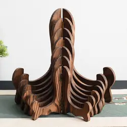 1PC Retro Wood Easel Plate Storage Rack Plate Tea Cake Dish Display Stand Foldable Decorative Rack Home Table Ornaments