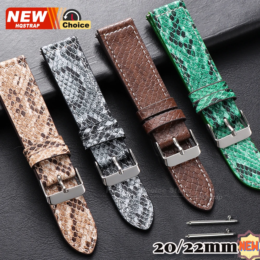 Bracelet de montre artisanal en cuir à motif peau de serpent 20mm 22mm pour montre connectée Omega, bracelet à dégagement rapide pour Seiko, bracelet pour Rolex