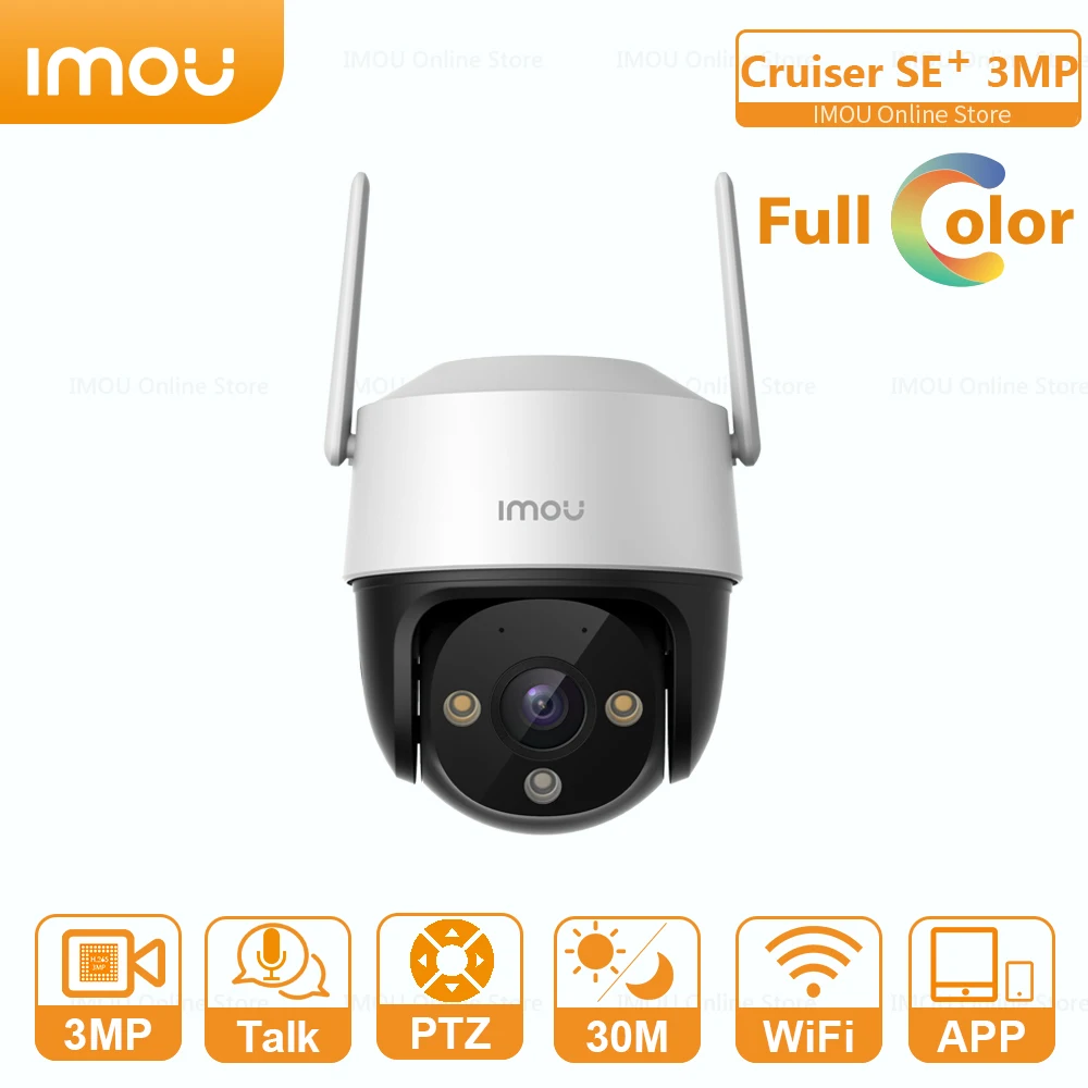 IMOU Cruiser SE+ 3MP Outdoor 360º PTZ Wi-Fi Surveillance Video Camera Alexa 8XDigital Zoom IP Camera Street Night Vision Device